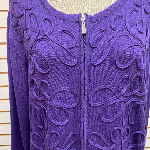 Catherine’s Purple Long Sleeve Zip Frnt Sweater 1x - Picture 2 of 8